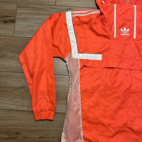 Men's adidas BR8 OTH Anorak Hooded Windbreaker Jacket SMALL Solred Lightweight - Picture 3 of 9